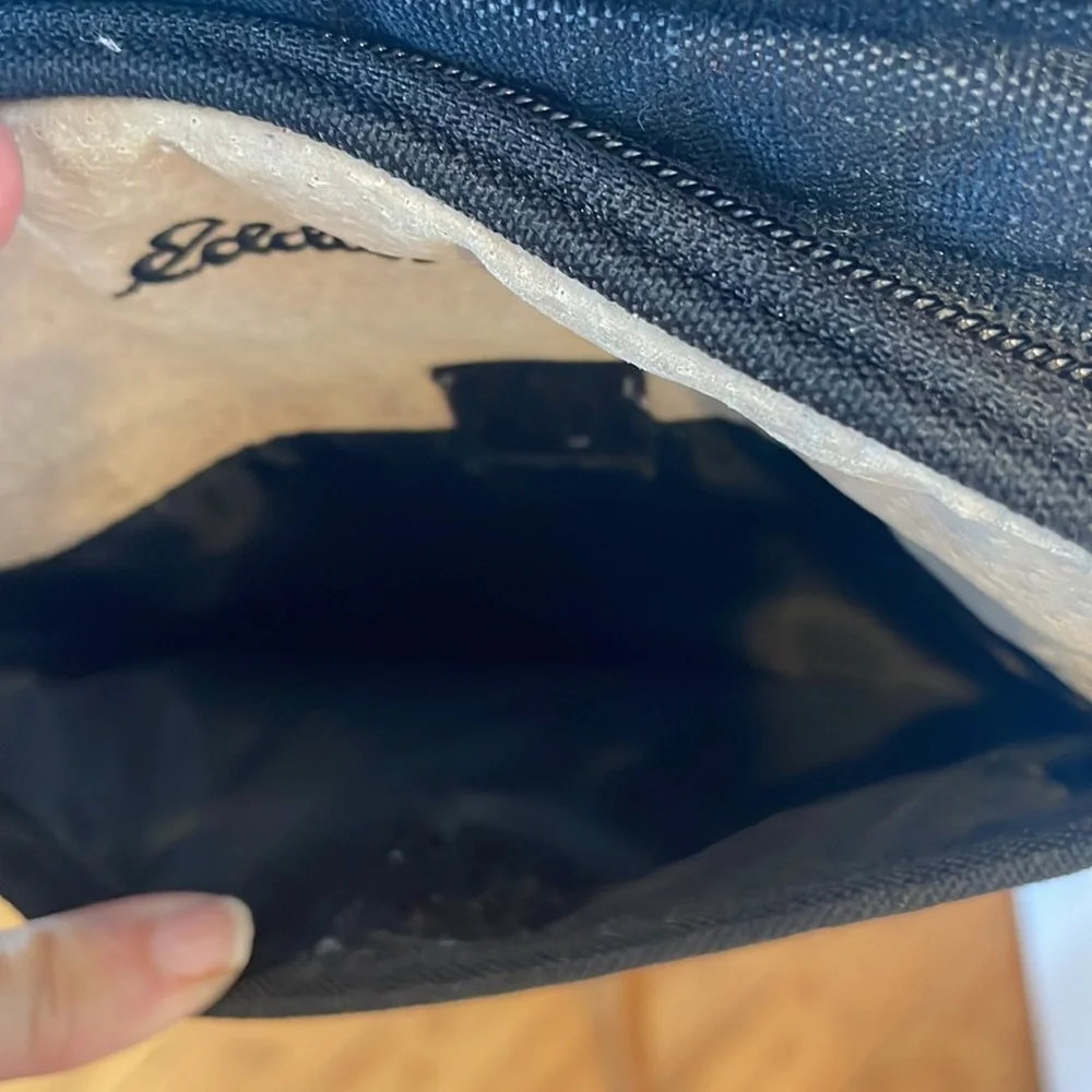 Eddie Bauer black canvas mesh travel lunch diaper camera bag
